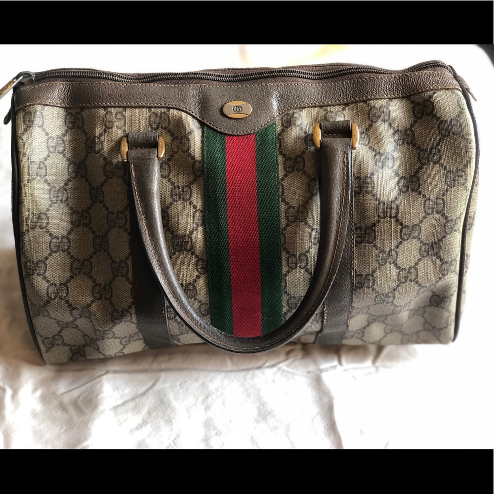Vintage Gucci Bowling Style Logo Bag